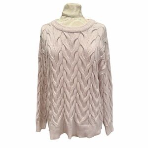 Philosophy Fisherman’s Chunky Cable Knit Crew Neck Sweater Oyster Heather XL NWT